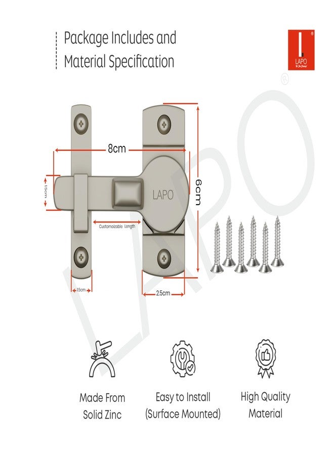 LAPO 1 Piece Latch Lock for Bathroom, 180 Degree Baby Latch, Zinc Sliding Door Lock, Flip Latch for Bedroom, Balcony, Storeroom (Satin Matt) - Image 4